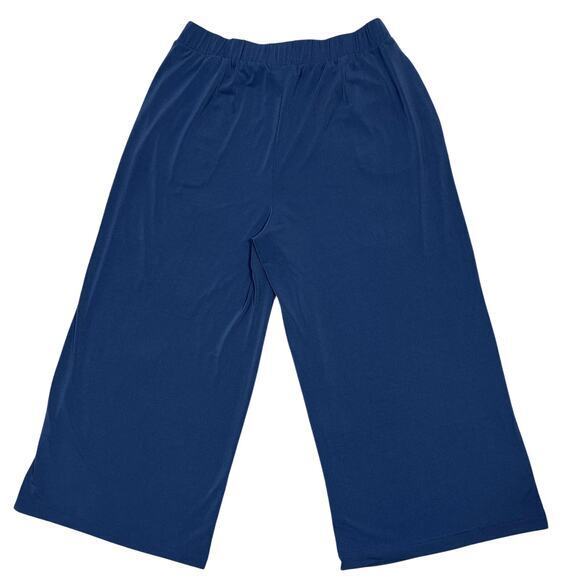 Banana Republic Factory Wide Leg Crop Pants Sz Medium Navy Pull-On Stretch Beach - Picture 2 of 7